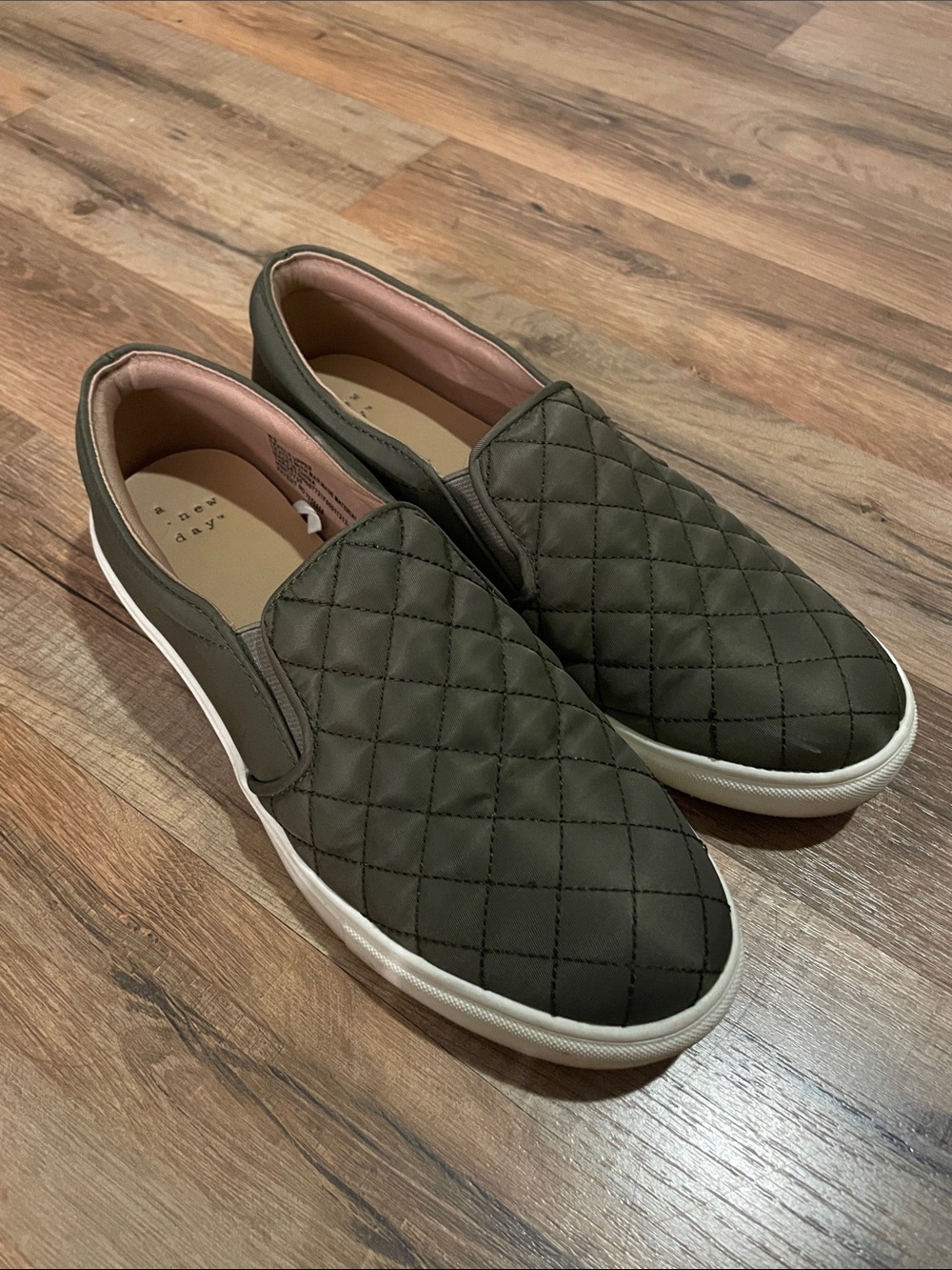 A New Day Green Quilted Slip-On Sneakers in Olive
